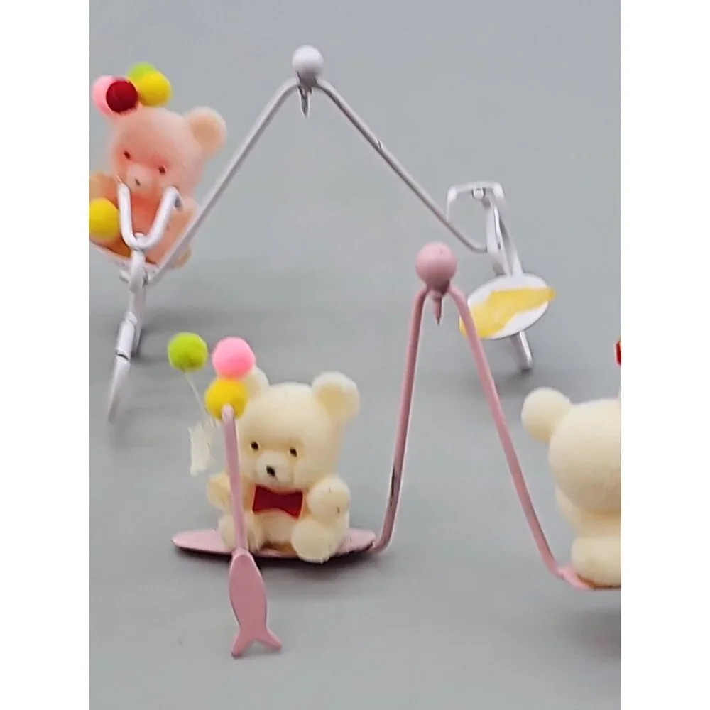 Vintage Avon Russ Flocked Teddy Bear Birthday or Christmas‎ Ornaments 8